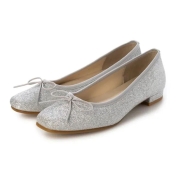 [jupery ジュペリー] 《つま先 楽パンプス》レインスクエアトゥローヒールパンプス neo (No.1223) シルバーグリッターラメ(SVG)　