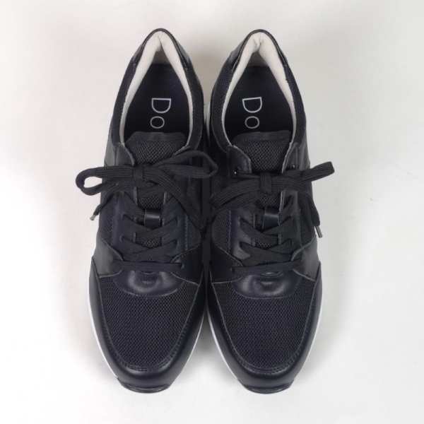 メッシュレザーコンビ スニーカー ブラック/ホワイト