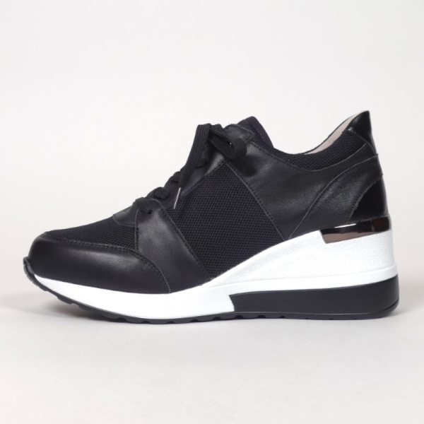 メッシュレザーコンビ スニーカー ブラック/ホワイト