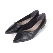 [ドミニクバー]センターギャザー ポインテッドソフトパンプス　ブラック (BL)