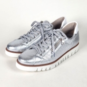 [ドミニクバー]サイドジップ レザースニーカー　シルバー(SV)