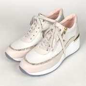 [ドミニクバー]ヒールアップ グリッターコンビスニーカー 　ベージュ(BG)