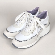 [ドミニクバー]ヒールアップ グリッターコンビスニーカー 　ホワイト(WH)