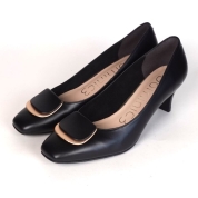 【パスポート優待15％OFF】[ドミニクバー]ダブルモチーフ付パンプス No.9111　ブラック (BL)