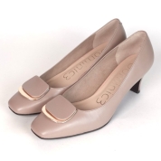 [ドミニクバー]ダブルモチーフ付パンプス No.9111　ピンクベージュ (PBG)