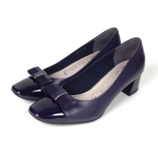 [ドミニクバー]グログランリボン スクエアトゥパンプス No.9172　ネイビー (NV)