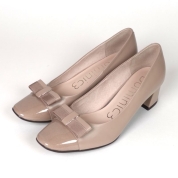 [ドミニクバー]グログランリボン スクエアトゥパンプス No.9172　ベージュ (BG)