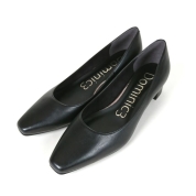 [ドミニクバー]＜晴雨兼用＞スクエアトゥ プレーンパンプス No.9195　ブラック (BL)