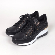 【パスポート優待15％OFF】[ドミニクバー]ヒールアップ サイドジップスニーカー No.9911　ブラック (BL)