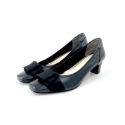 [Riz Raffinee]ドレープデザインモチーフパンプス3103(ブラック)　