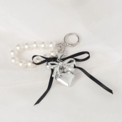  ［平松可奈子さんデザイン］パール＆リボン＆ハートキーホルダー　