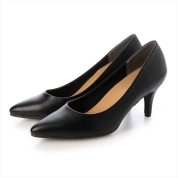 [EVOL]晴雨兼用ポインテッド7cmヒールパンプス IU9988　ブラックブラック(BLBL)