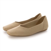 [EVOL]【洗える・超軽量片足116g】ニットスクエアフラットパンプス IY5671　ゴールド(GD)