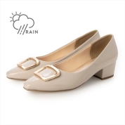 [EVOL]【晴雨兼用・クッション入り】ゴールドバックル4.5cmパンプス IZ5771　アイボリーエナメル(IVE)