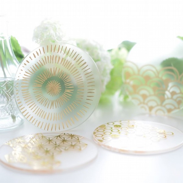 ゴールドの箔が輝く和柄コースター 「い」4枚セット／toumei - 京王