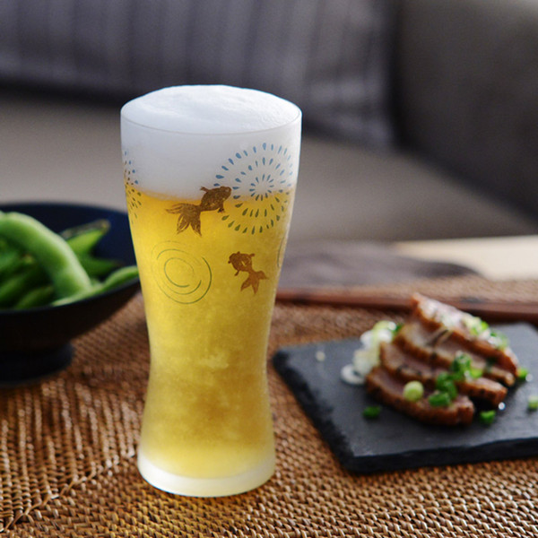 値下げ幅カズ様専用　金魚 ビールグラス オリジナル手彫りグラス コップ・グラス・酒器