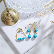 【SALE】誕生石が煌めくチェーンリング＆フックピアス　12月（ターコイズ）／tippi Tokyo