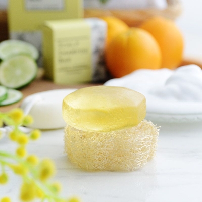 オレンジの香り広がる スカルプシャンプーバー＆ヘチマトレイセット