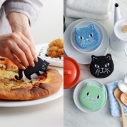 黒猫ピザカッター＆3匹の猫スポンジキッチンセット／KIKKERLAND